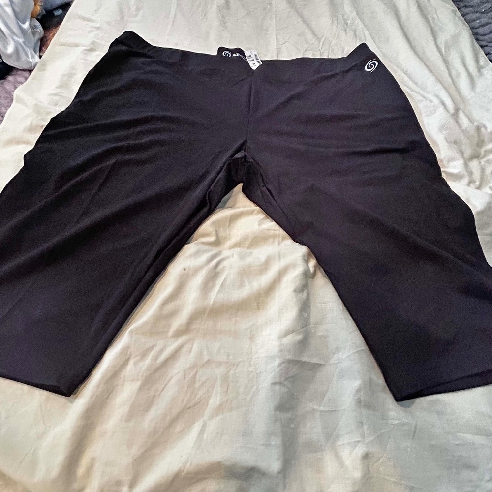 CAPRI LEGGINGS, BLACK, SIZE 5X, COTTON/POLYESTER/SPANDEX BLEND, PULL ON, ACTIVE